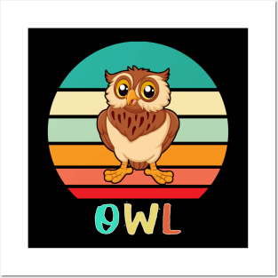 Vintage Retro Owl Posters and Art